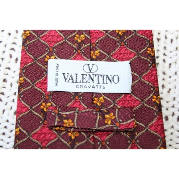 VALENTINO Cravatte 100% Silk men Tie Made in Italy Christmas color - Picture 4 of 7